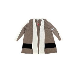 Avenue VIP Knits Open Front Long Sleeve Cardigan Sweater Women’s 18/20 Tan‎ NWT